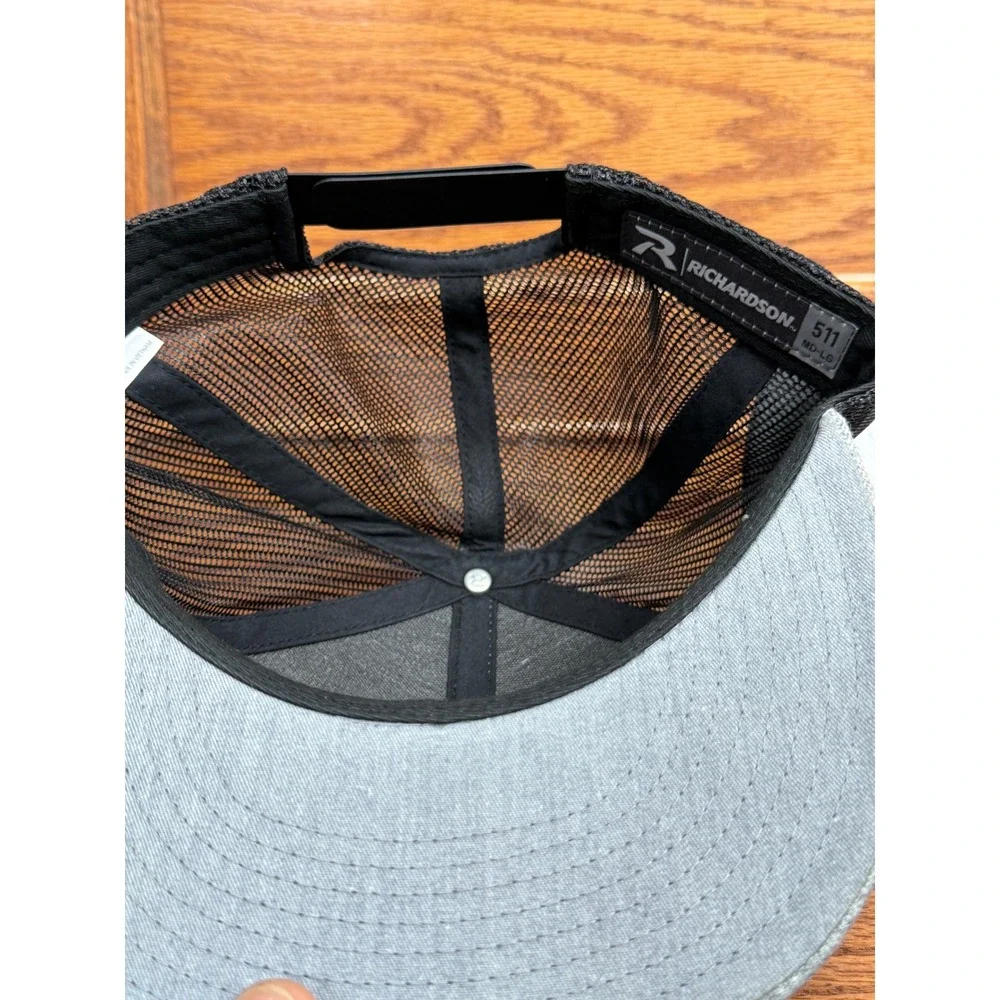 Richardson 511 Cyan Wave Snapback Trucker Hat Gray Black Mesh Flat Brim‎ Cap